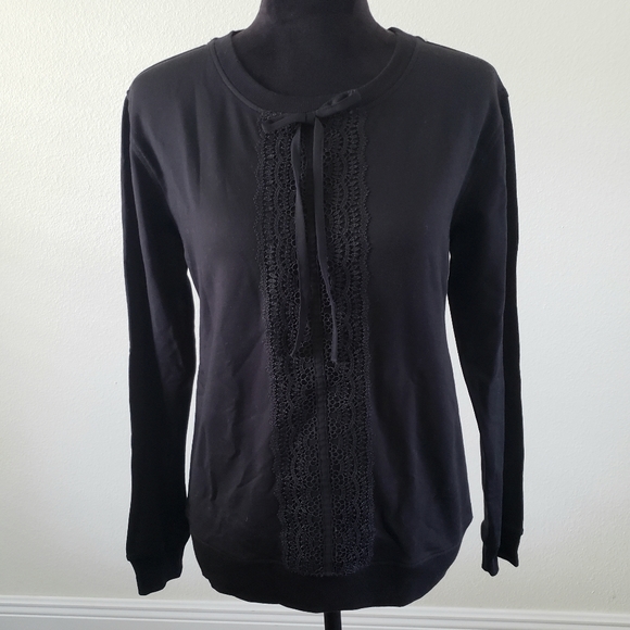 Karl Lagerfeld Tops - B2G1 NWT Karl Lagerfeld Black Lace Bow Sweatshirt